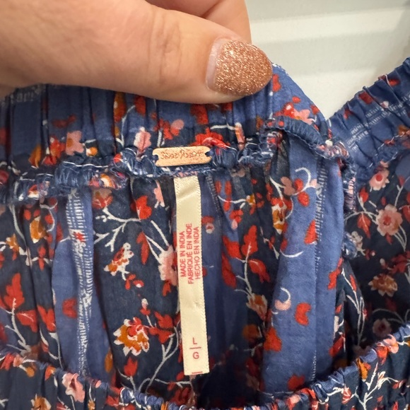 Free People Floral Blue Women's Top - Picture 3 of 3